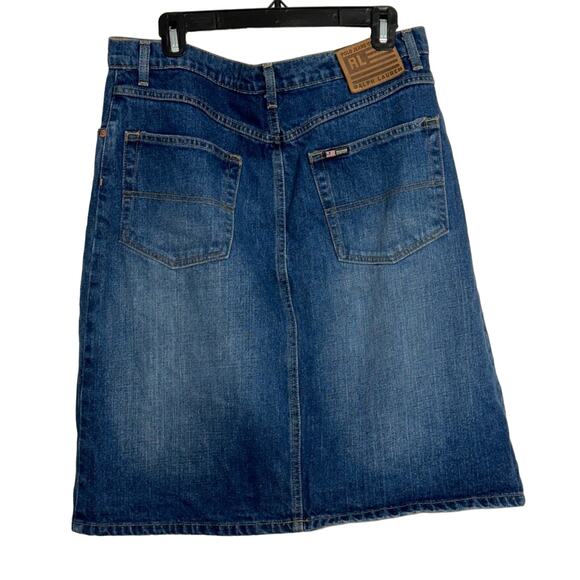 Ralph Lauren Polo Jeans Vintage Y2K Denim Knee Length Skirt Size 14 - Picture 2 of 6